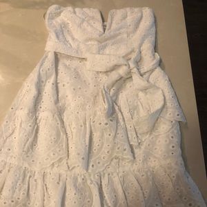 White Eyelet Halter Dress
